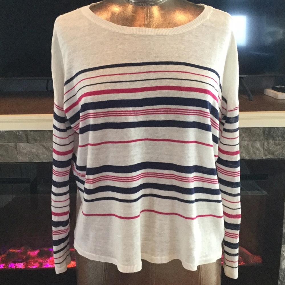 Joie Striped Linen Sweater-M